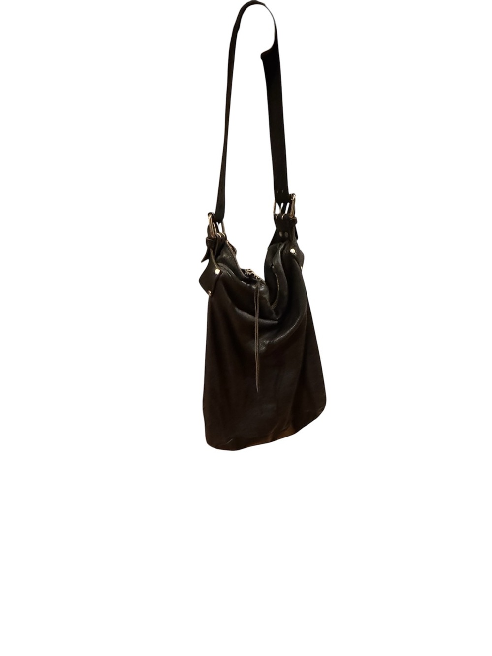 Black Leather Shoulder Hobo Bag